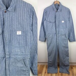 Big Mac Sanforized Vintage Herringbone Denim Cotton Coveralls Jumpsuit Blue 38R